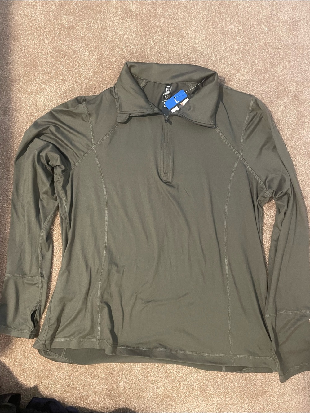Olive Green Quarter-Zip Performance Top